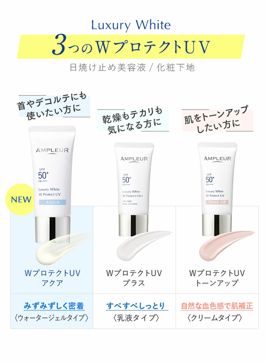 AMPLEUR Luxury White W Protect UV AQUA *水潤版* 防曬 SPF50+ PA++++ 30g
